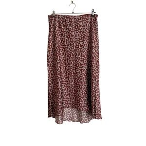 Abercrombie & Fitch Brown Floral Satin Midi Slip Skirt Pull On Forest Fairy L